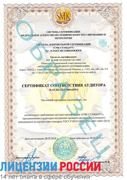 Образец сертификата соответствия аудитора №ST.RU.EXP.00014299-1 Артем Сертификат ISO 14001